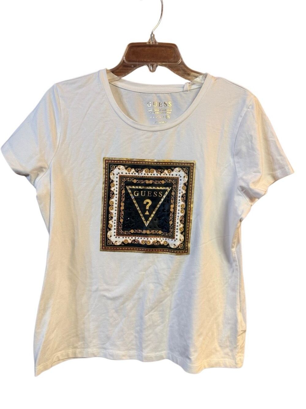 Guess embellished T-shirt white Sz XXL (16) NWT